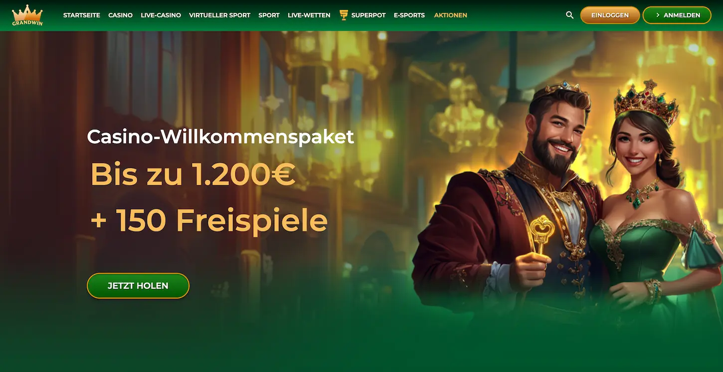 Grandwin Casino Willkommensbonus - bis zu 1200 Euro und 150 Freispiele
